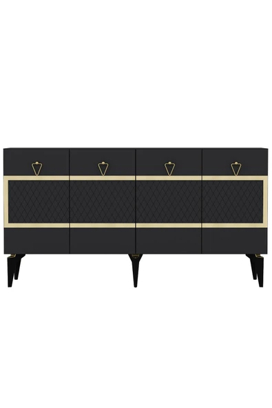 cantek dizayn İPEKCT 150 CM KONSOL ANTRASİT-ALTIN - Resim 4