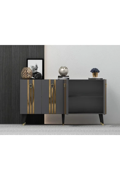 cantek dizayn 150 Cm Işıl Konsol Antrasit-altın - Resim 3