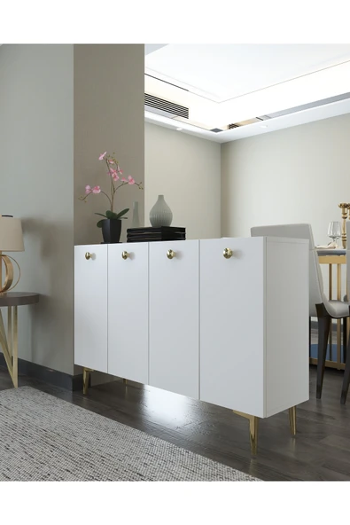 cantek dizayn BETTYCT (KM120) KONSOL BEYAZ-BEYAZ-ALTIN - Resim 2