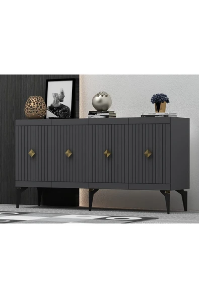 cantek dizayn 150 cm Midas  Konsol Antrasit-Altın - Resim 2