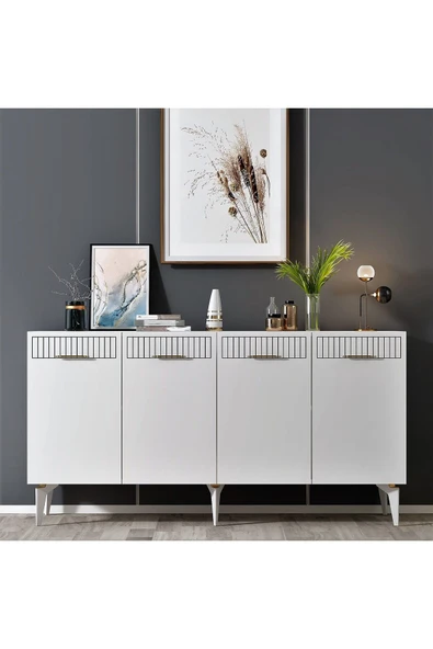 cantek dizayn ALLVİN LAZER DESENLİ KONSOL BEYAZ - Resim 2