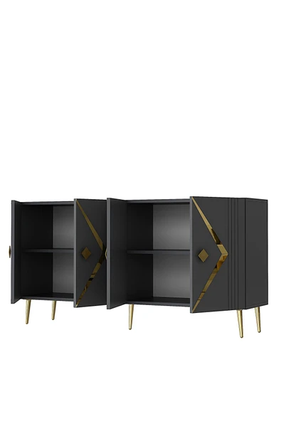 cantek dizayn Dominoct (KB150) Lazer Desenli Konsol Antrasit-altın - Resim 5