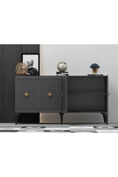 cantek dizayn 150 cm Midas  Konsol Antrasit-Altın - Resim 6