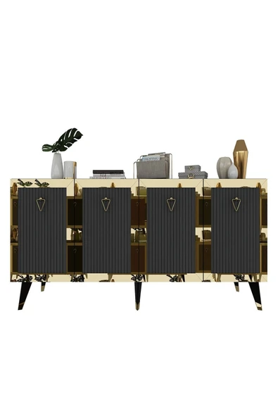 cantek dizayn Lazer Desenli Bare Konsol Antrasit-altın - Resim 6