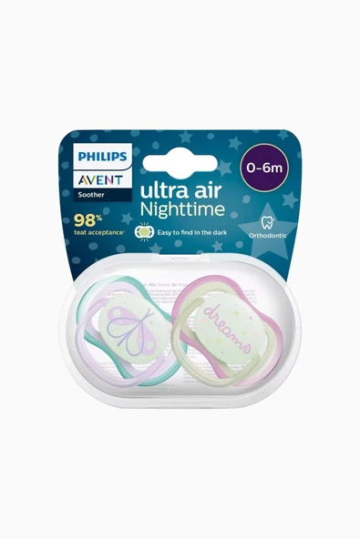Philips Avent SCF376/19 Ultra Air Night 0-6 Ay 2'li Kız Emzik - 1