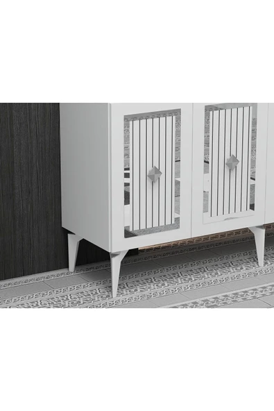 cantek dizayn 150 Cm Nora Konsol Beyaz-gümüş - Resim 3