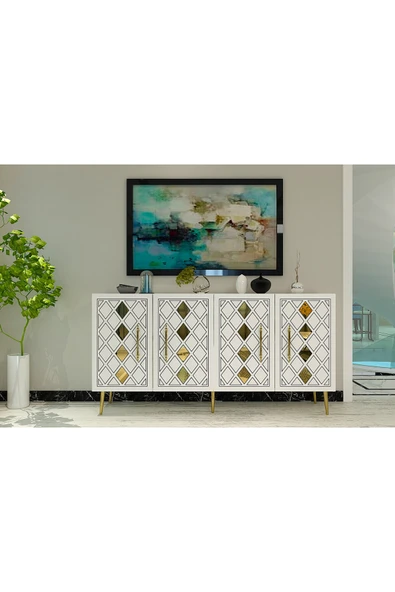 cantek dizayn DOMECT (KB150) KONSOL BEYAZ-ALTIN ürün görseli