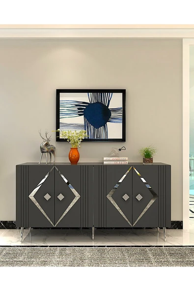 cantek dizayn Dominoct (KB150) Lazer Desenli Konsol Antrasit-gümüş ürün görseli