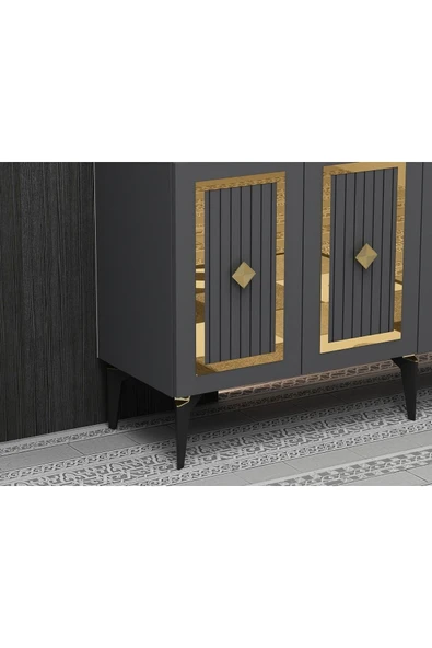 cantek dizayn 150 Cm Nora Konsol Antrasit-altın - Resim 3