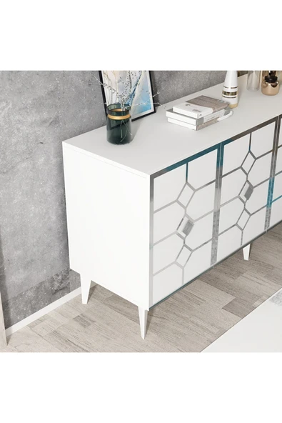 cantek dizayn ÇAĞLA KONSOL BEYAZ-GÜMÜŞ - Resim 5
