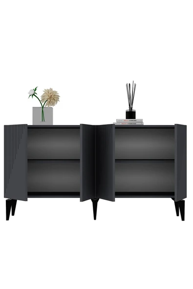 cantek dizayn Lazer Desenli 150 Cm Draw Konsol Antrasit-antrasit - Resim 5