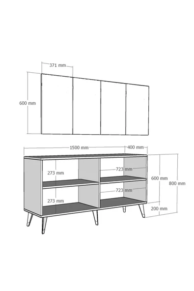 cantek dizayn 150 Cm Işıl Konsol Antrasit-altın - Resim 7
