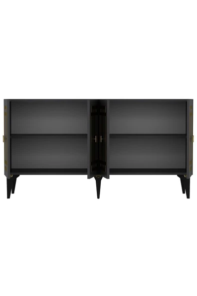 cantek dizayn LOTTUS KONSOL 4 KAPAKLI RAFLI ANTRASİT-ALTIN - 5