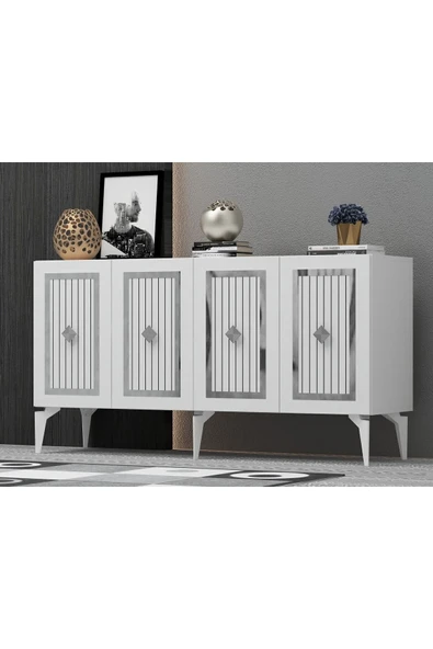 cantek dizayn 150 Cm Nora Konsol Beyaz-gümüş - Resim 2