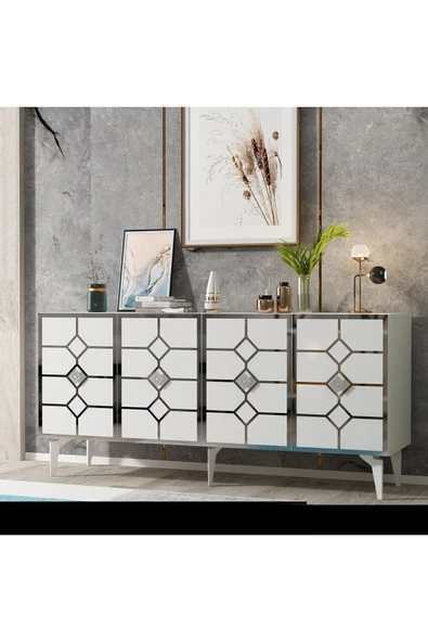 cantek dizayn ÇAĞLA KONSOL BEYAZ-GÜMÜŞ - Resim 2