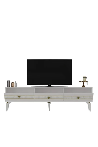 cantek dizayn LENORA TV SEHPASI (ALT MODÜL) BEYAZ-ALTIN - 7