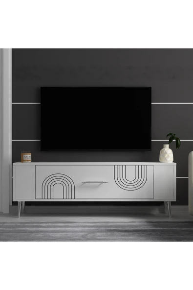 cantek dizayn RETROL2CT TV SEHPASI BEYAZ-GÜMÜŞ