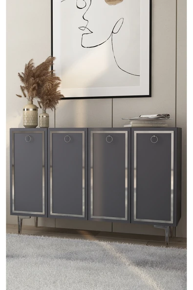 cantek dizayn WOLLYCT (KM120) KONSOL,ÇOK AMAÇLI DOLAP ANTRASİT-GÜMÜŞ - 2