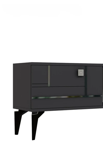 cantek dizayn MADDERA ŞÖMİNELİ TV ÜNİTESİ TAKIMI ANTRASİT-GÜMÜŞ - 5