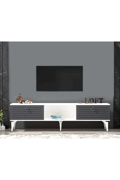 cantek dizayn ARRONA TV SEHPASI (ALT MODÜL) BEYAZ ANTRASİT ürün görseli