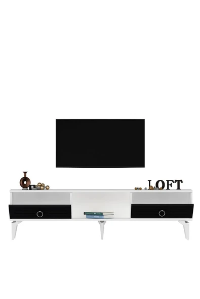 cantek dizayn ARRONA TV SEHPASI (ALT MODÜL) BEYAZ ANTRASİT - Resim 5