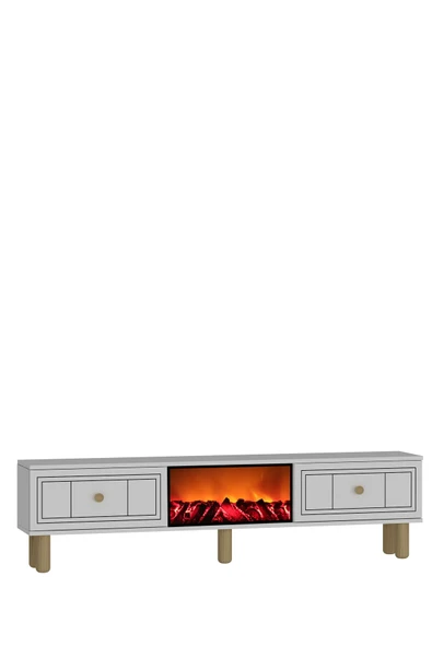 cantek dizayn Darioct Şömineli (A) Bohem Tv Sehpası Beyaz-beyaz - Resim 4