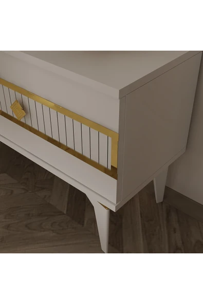 cantek dizayn NOVA TV SEHPASI (ALT MODÜL) BEYAZ-ALTIN - Resim 3