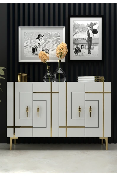 cantek dizayn SİNACT (KM120) KONSOL BEYAZ-ALTIN ürün görseli