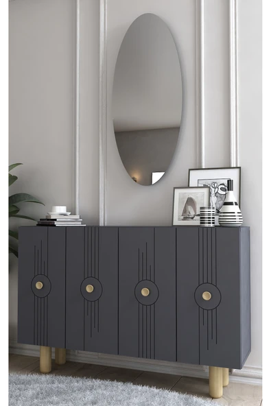 cantek dizayn WOİSECT (KM120) BOHEM KONSOL,ÇOK AMAÇLI DOLAP ANTRASİT-ANTRASİT - Resim 2