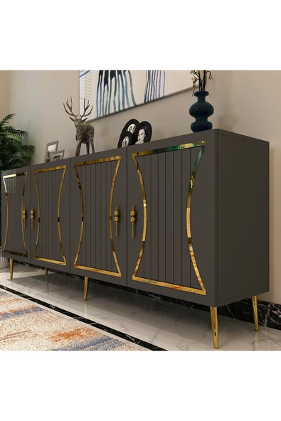 cantek dizayn TEANCT (KB150) KONSOL ANTRASİT-ALTIN - Resim 3