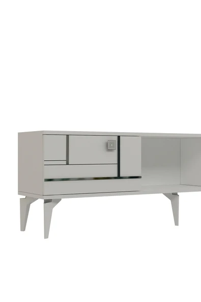 cantek dizayn MADERACT TV SEHPASI BEYAZ-GÜMÜŞ - Resim 5