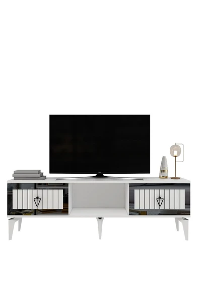 cantek dizayn LİİNDA TV SEHPASI (ALT MODÜL) BEYAZ-GÜMÜŞ - Resim 4