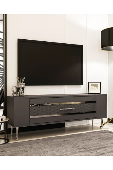 cantek dizayn RETROLP2CT TV  SEHPASI ANTRASİT-GÜMÜŞ - Resim 2