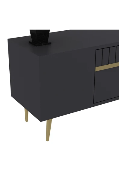 cantek dizayn DEKOLP1CT TV SEHPASI ANTRASİT-ALTIN - 6