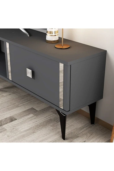 cantek dizayn DORRUK TV SEHPASI ANTRASİT GÜMÜŞ - Resim 3