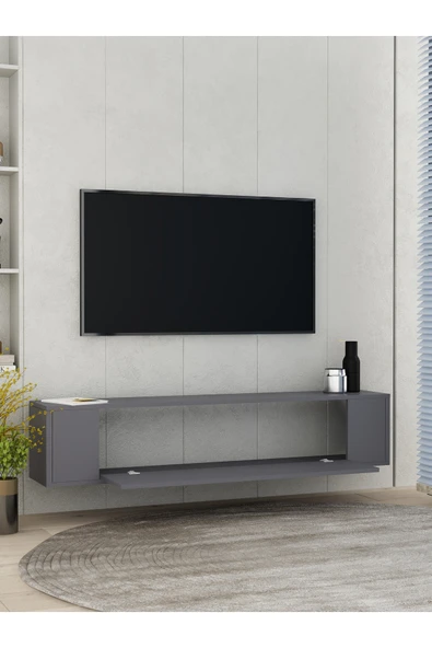 cantek dizayn RESTOL2CT DUVARA MONTAJ TV SEHPASI ANTRASİT-ANTRASİT - Resim 4