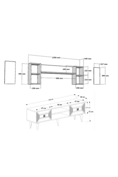 cantek dizayn YUMMEDİ TV ÜNİTESİ TAKIMI ANTRASİT-GÜMÜŞ - 6