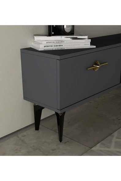 cantek dizayn ZENNİT ŞÖMİNELİ TV ÜNİTESİ TAKIMI ANTRASİT-ANTRASİT - 5