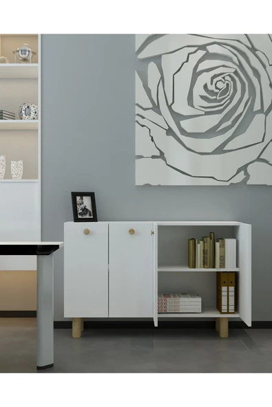 cantek dizayn İLAYCT BOHEM OFİS EVRAK DOLABI BEYAZ-BEYAZ-SAFİR