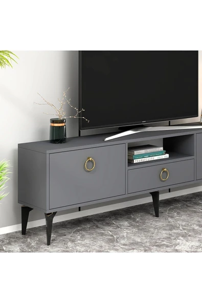 cantek dizayn DRONNE TV SEHPASI ANTRASİT-ANTRASİT - Resim 3