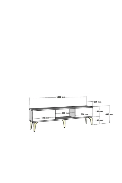 cantek dizayn İppek 180 Cm Tv Sehpası (ALT MODÜL) Beyaz-gümüş - Resim 7