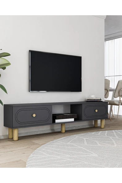 cantek dizayn POLENCT BOHEM TV SEHPASI ANTRASİT-ANTRASİT - Resim 2