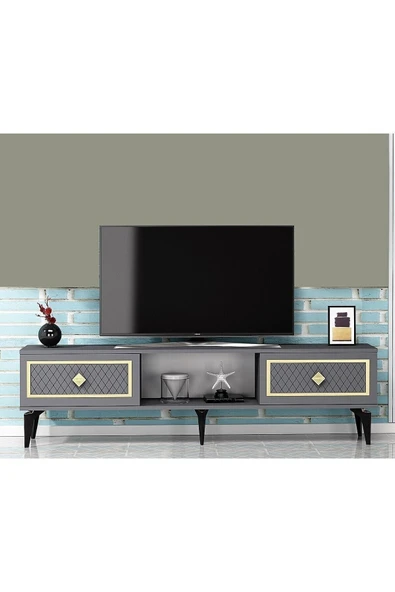 cantek dizayn Heerry Tv Sehpası Alt Modül Antrasit-altın ürün görseli
