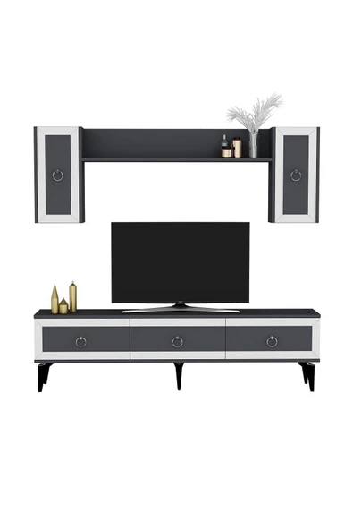 cantek dizayn SELEN TV ÜNİTESİ TAKIMI ANTRASİT-BEYAZ - 7