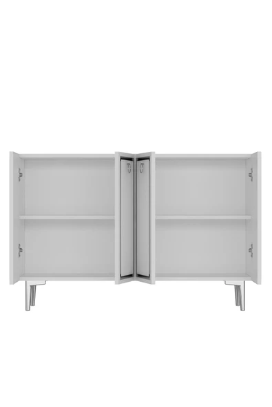 cantek dizayn WOLLYCT (KM120) KONSOL,ÇOK AMAÇLI DOLAP BEYAZ-GÜMÜŞ - 5