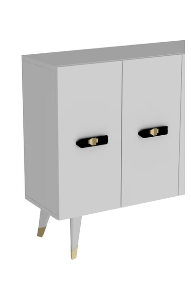 cantek dizayn Quartct (KM120) Konsol, Çok Amaçlı Dolap Beyaz-altın (V KULP) - Resim 5