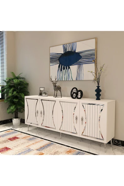 cantek dizayn TEANCT (KB150) KONSOL BEYAZ-GÜMÜŞ - Resim 2