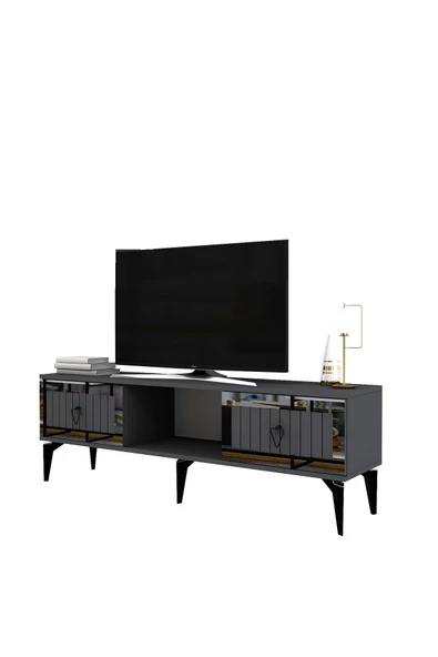 cantek dizayn LİİNDA TV SEHPASI (ALT MODÜL) ANTRASİT-GÜMÜŞ - Resim 4