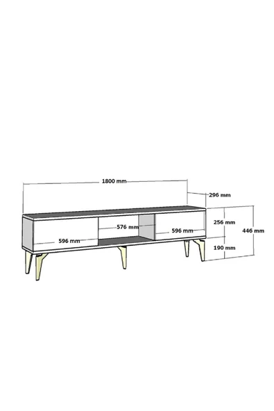 cantek dizayn Karrya 180 Cm Tv Sehpası Beyaz Gümüş - Resim 7
