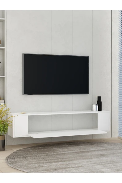 cantek dizayn RESTOL2CT DUVARA MONTAJ TV SEHPASI BEYAZ-BEYAZ - Resim 4